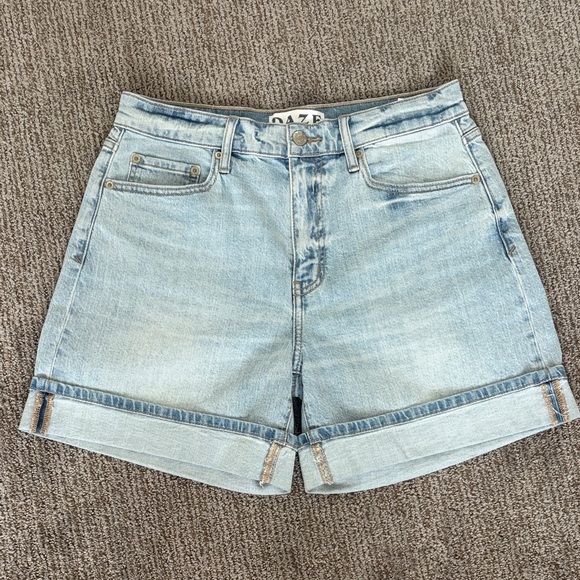 Daze Pants - DAZE Light Blue High-Rise Cuffed Denim Shorts - Women's Jean Shorts